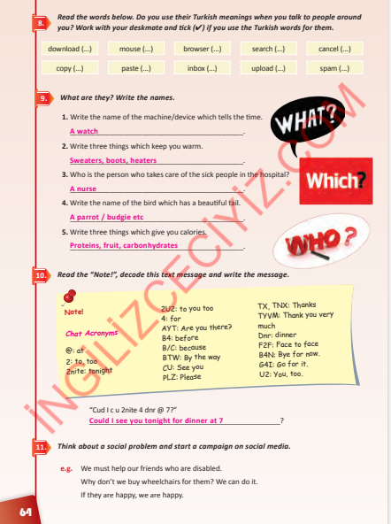 10. Sınıf Çalışma Kitabı Pasifik Yayınları İngilizce Ders Kitabı Sayfa 64 Cevapları 10. Sınıf Çalışma Kitabı Pasifik Yayınları İngilizce Ders Kitabı Sayfa 64 Cevapları