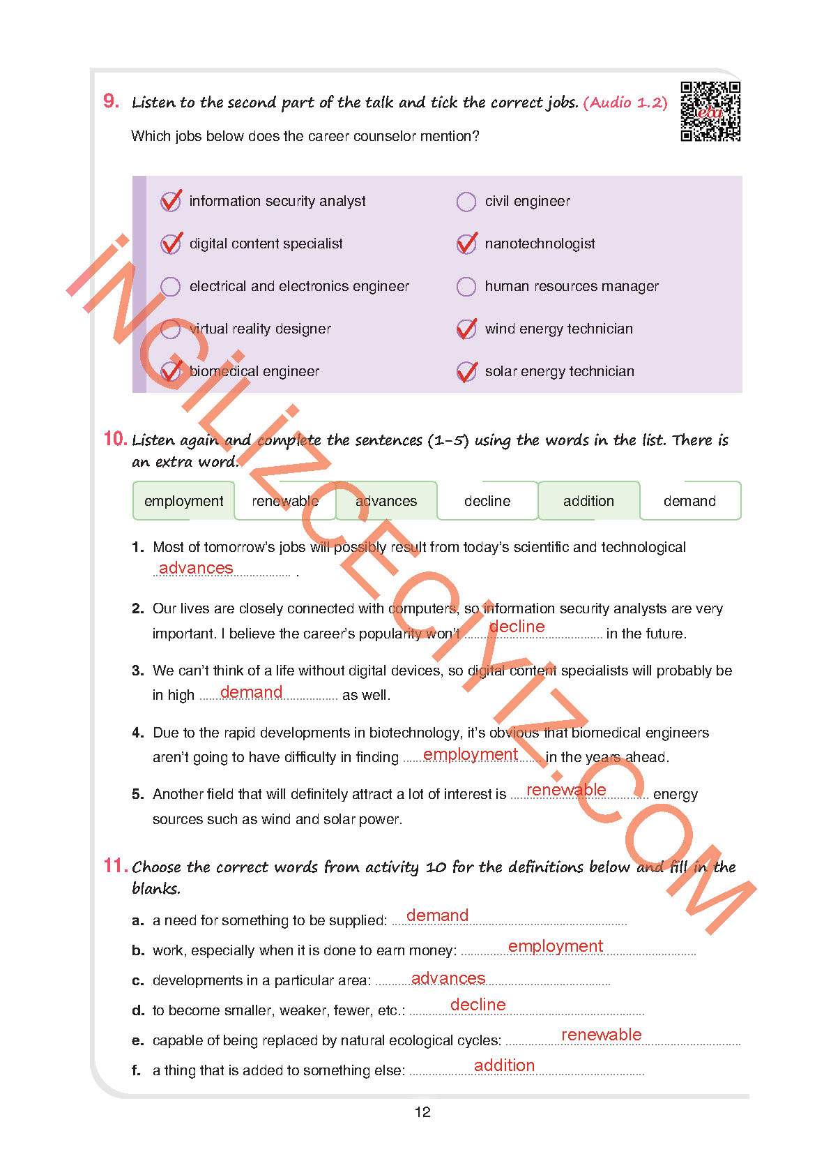 11. Sınıf Yıldırım Yayınları İngilizce Ders Kitabı Sayfa 12 Cevapları