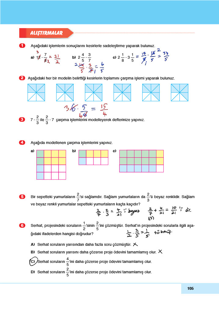 6. Sınıf Doğa Yayıncılık Matematik Ders Kitabı Sayfa 105 Cevapları