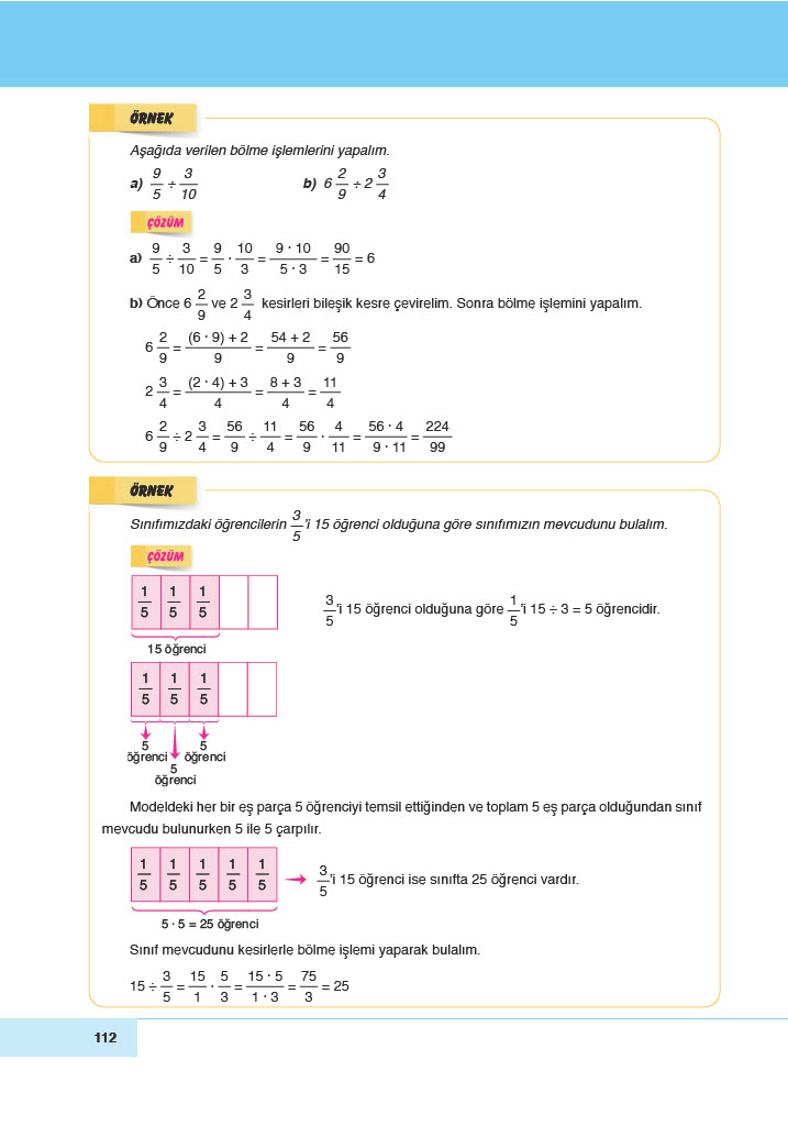 6. Sınıf Doğa Yayıncılık Matematik Ders Kitabı Sayfa 112 Cevapları