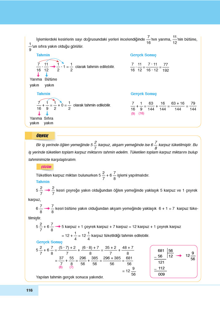 6. Sınıf Doğa Yayıncılık Matematik Ders Kitabı Sayfa 116 Cevapları