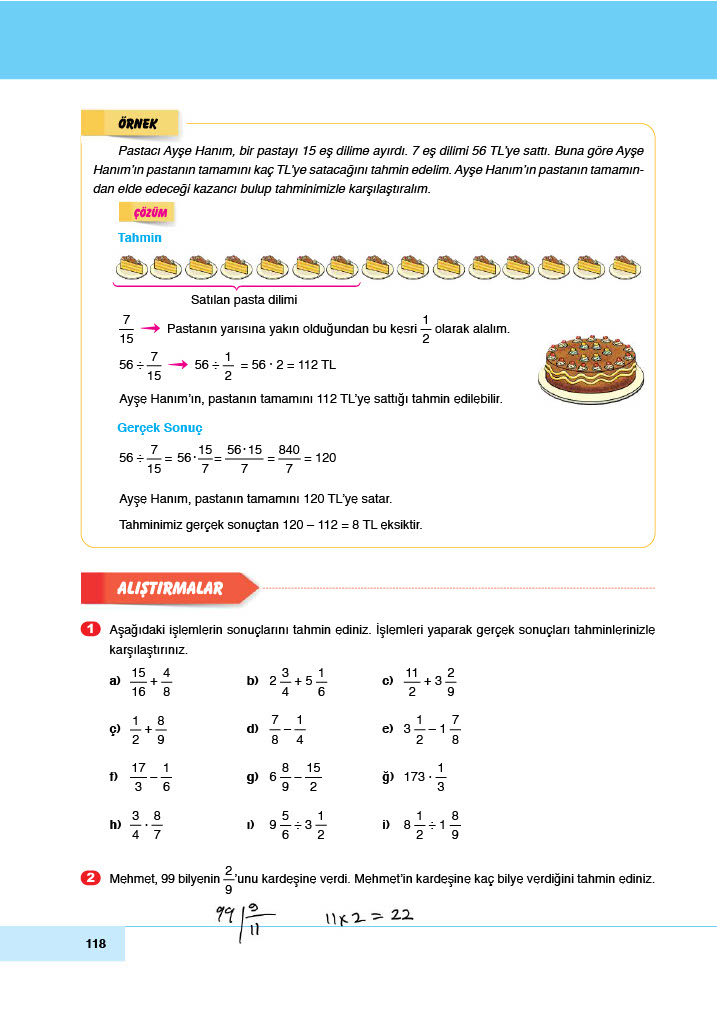 6. Sınıf Doğa Yayıncılık Matematik Ders Kitabı Sayfa 118 Cevapları