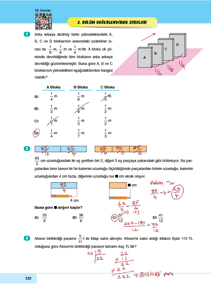 6. Sınıf Doğa Yayıncılık Matematik Ders Kitabı Sayfa 122 Cevapları