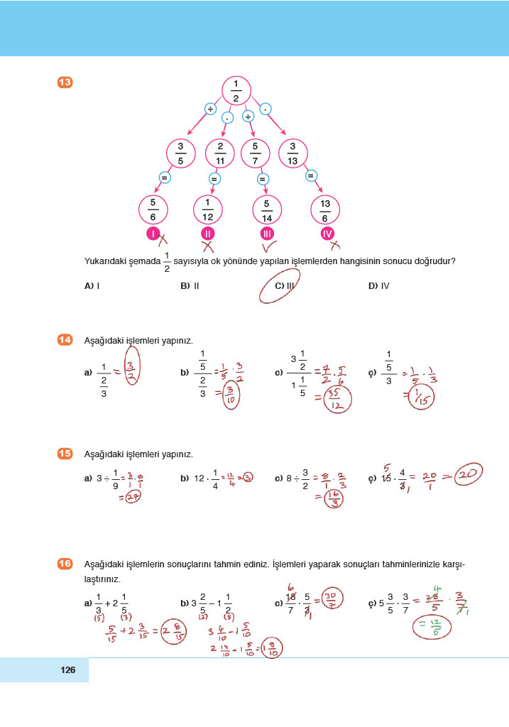 6. Sınıf Doğa Yayıncılık Matematik Ders Kitabı Sayfa 126 Cevapları