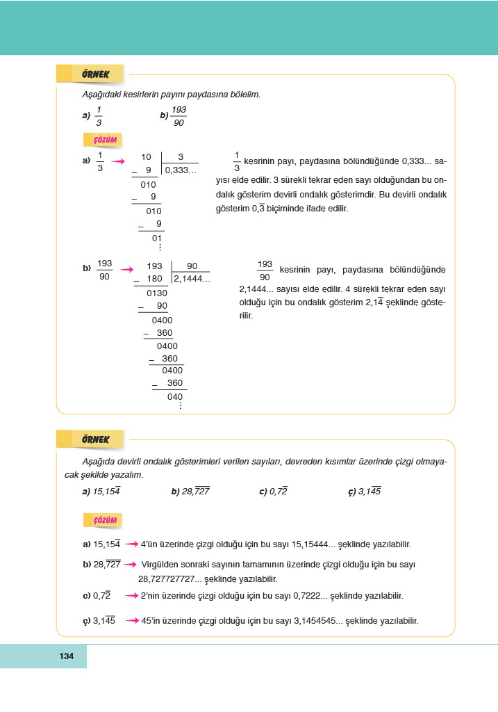 6. Sınıf Doğa Yayıncılık Matematik Ders Kitabı Sayfa 134 Cevapları