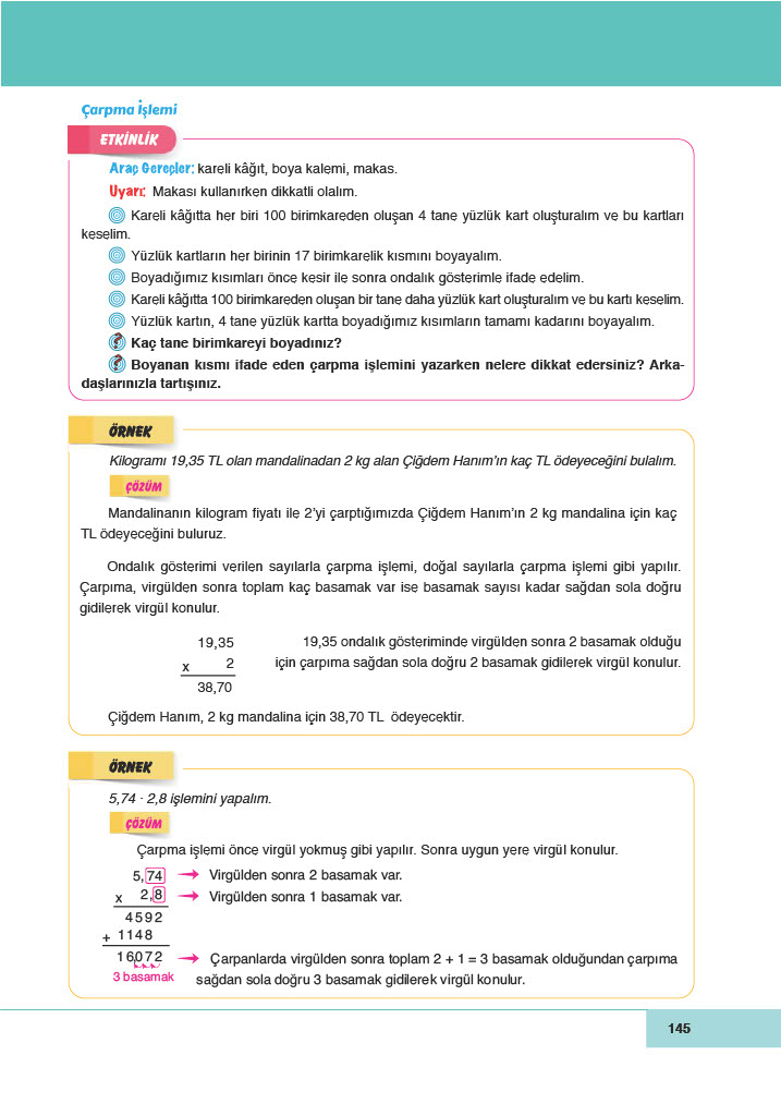 6. Sınıf Doğa Yayıncılık Matematik Ders Kitabı Sayfa 145 Cevapları