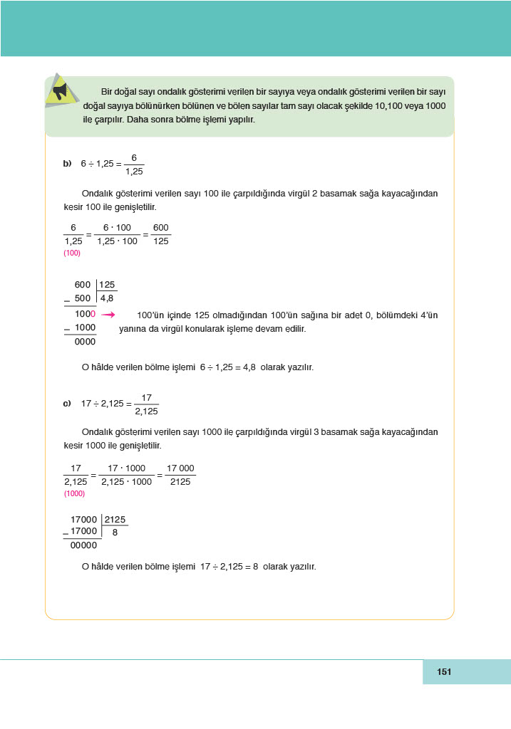 6. Sınıf Doğa Yayıncılık Matematik Ders Kitabı Sayfa 151 Cevapları