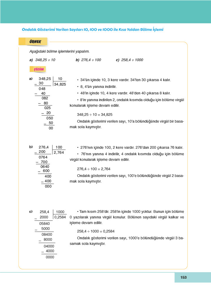 6. Sınıf Doğa Yayıncılık Matematik Ders Kitabı Sayfa 153 Cevapları