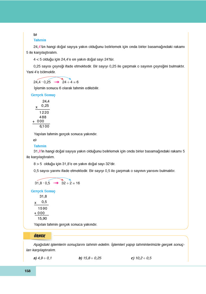 6. Sınıf Doğa Yayıncılık Matematik Ders Kitabı Sayfa 158 Cevapları