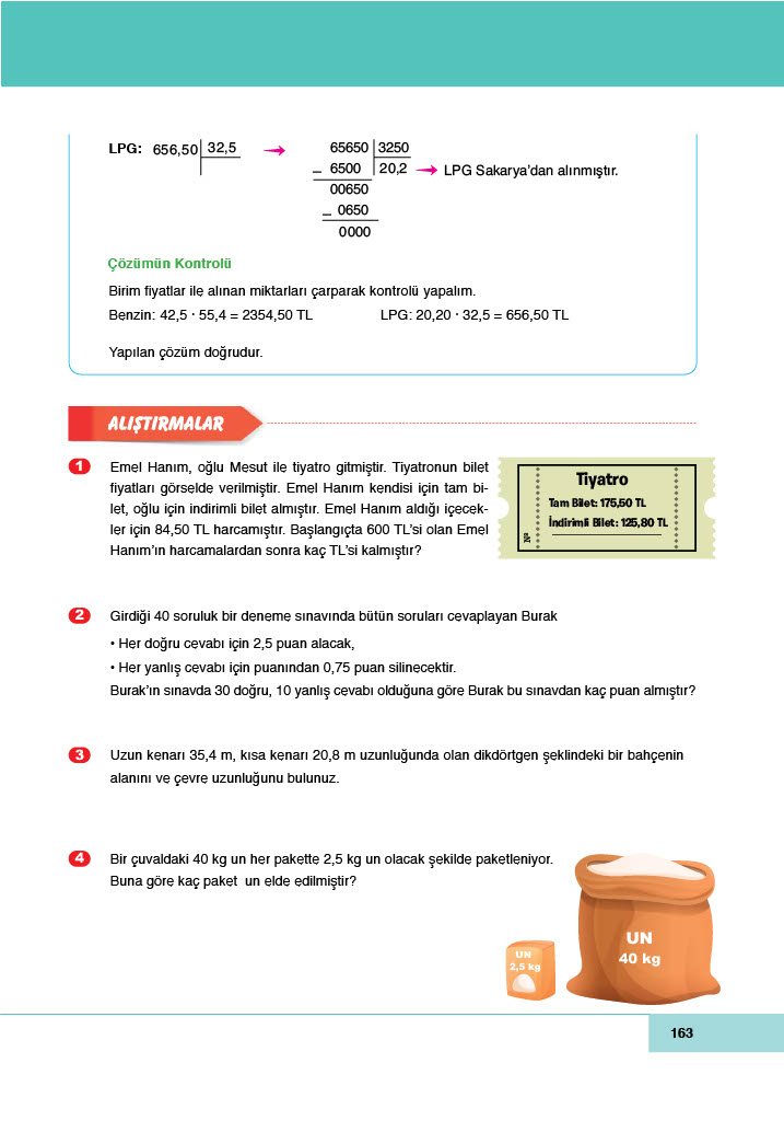 6. Sınıf Doğa Yayıncılık Matematik Ders Kitabı Sayfa 163 Cevapları