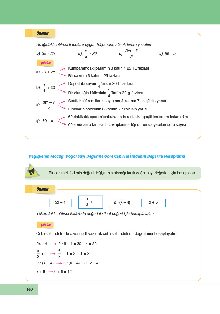 6. Sınıf Doğa Yayıncılık Matematik Ders Kitabı Sayfa 186 Cevapları