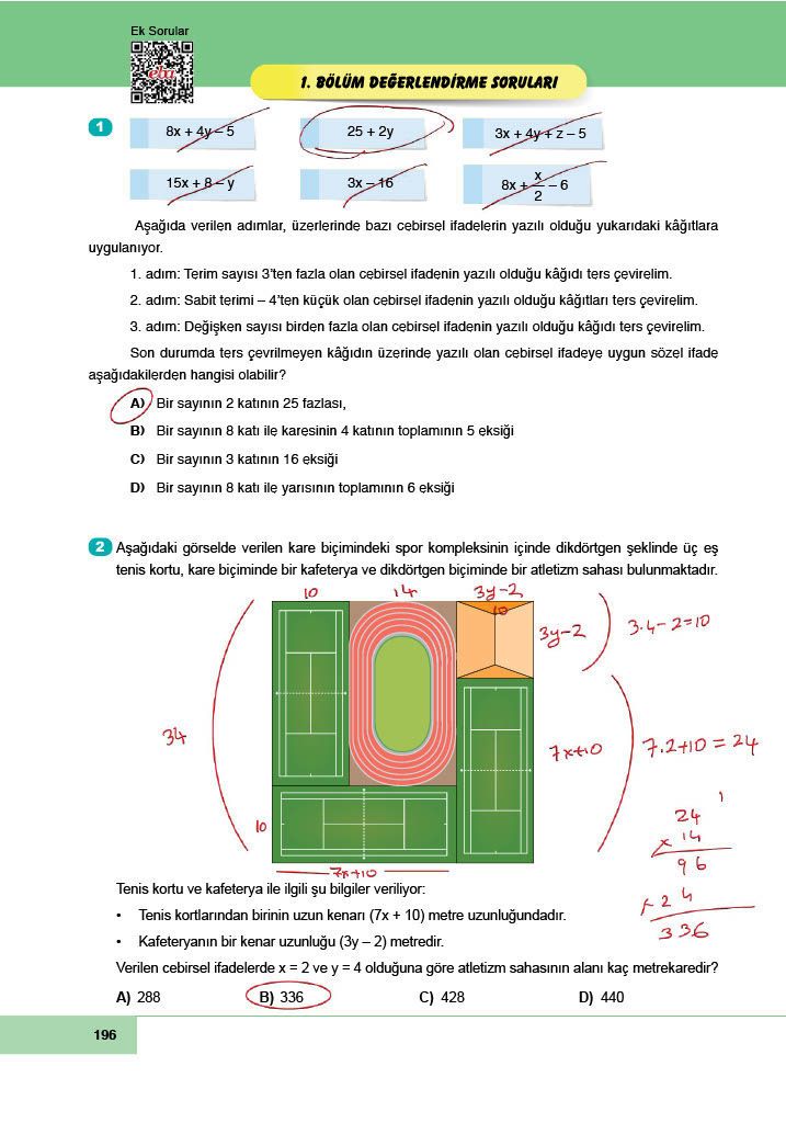 6. Sınıf Doğa Yayıncılık Matematik Ders Kitabı Sayfa 196 Cevapları