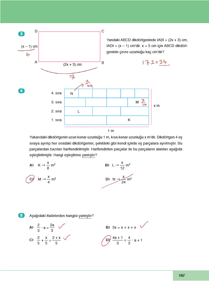 6. Sınıf Doğa Yayıncılık Matematik Ders Kitabı Sayfa 197 Cevapları