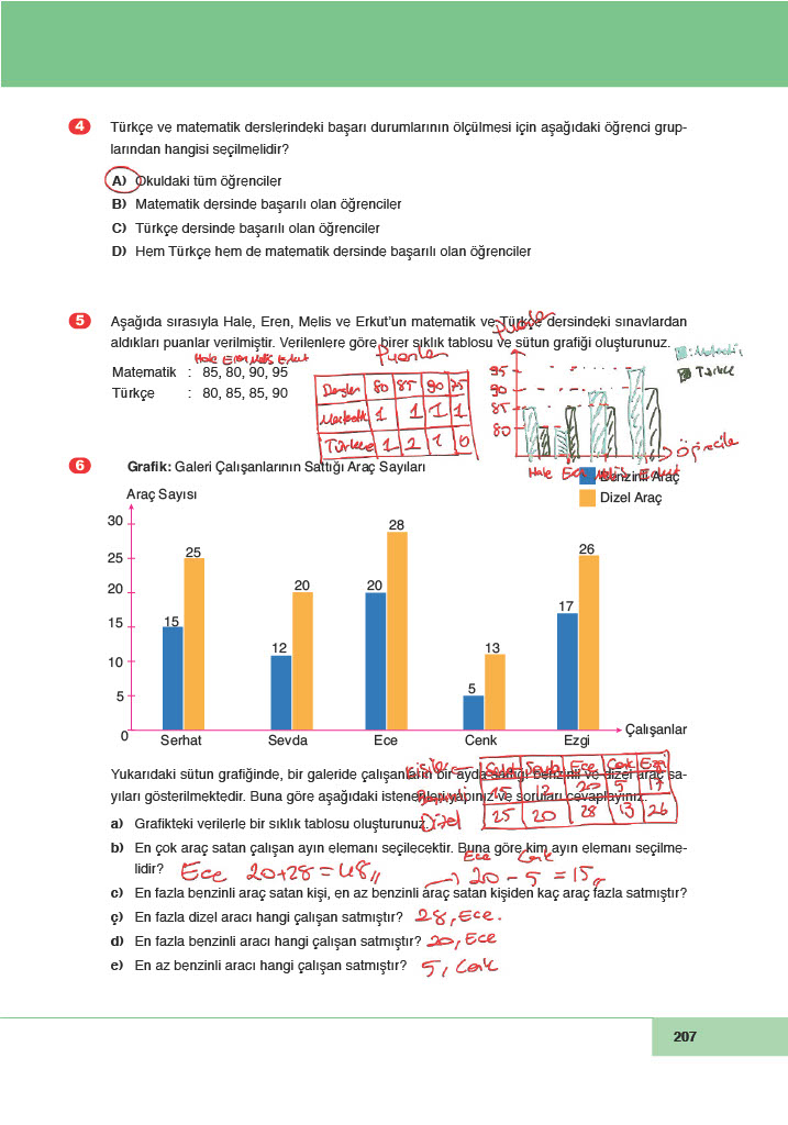 6. Sınıf Doğa Yayıncılık Matematik Ders Kitabı Sayfa 207 Cevapları