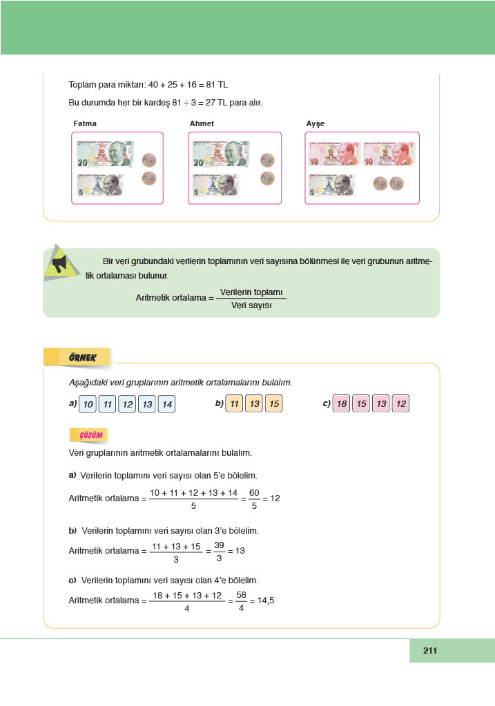 6. Sınıf Doğa Yayıncılık Matematik Ders Kitabı Sayfa 211 Cevapları