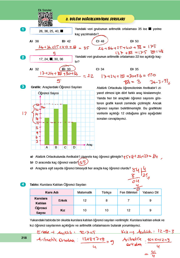 6. Sınıf Doğa Yayıncılık Matematik Ders Kitabı Sayfa 218 Cevapları