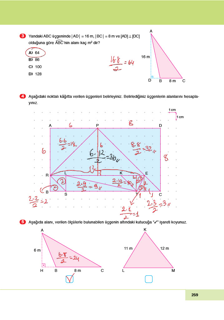 6. Sınıf Doğa Yayıncılık Matematik Ders Kitabı Sayfa 259 Cevapları
