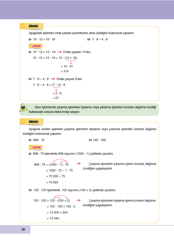 6. Sınıf Doğa Yayıncılık Matematik Ders Kitabı Sayfa 26 Cevapları