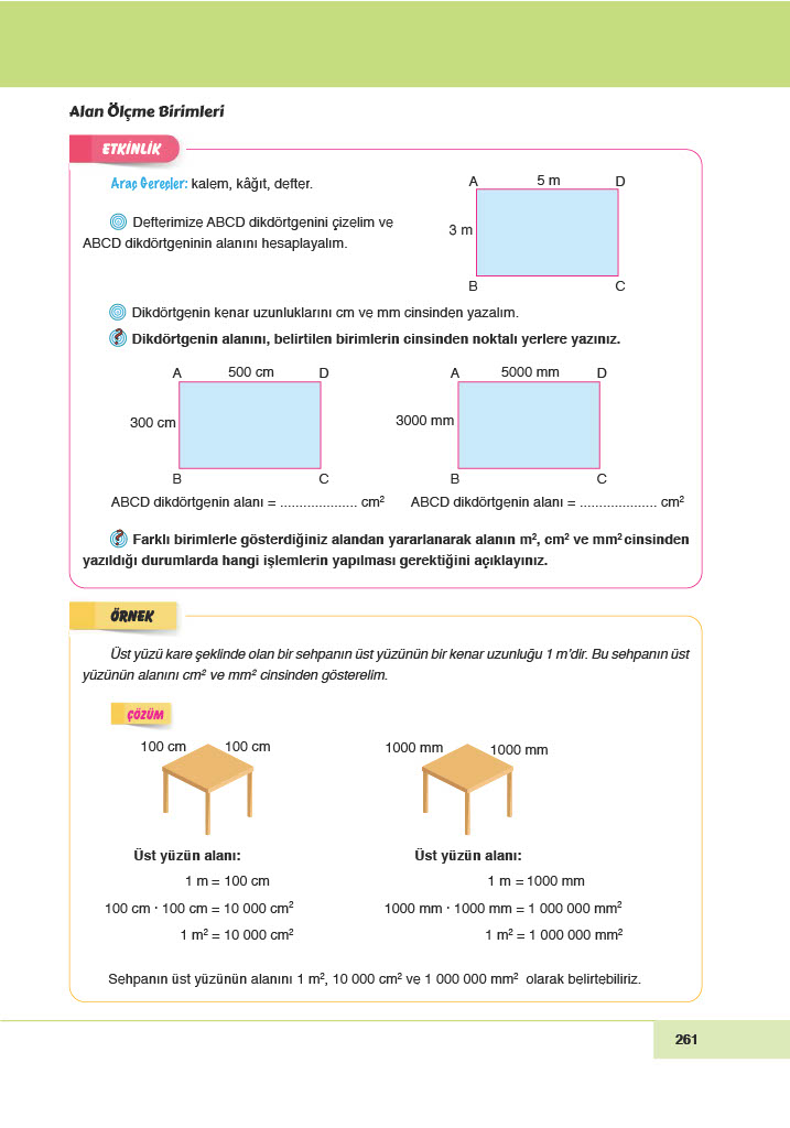 6. Sınıf Doğa Yayıncılık Matematik Ders Kitabı Sayfa 261 Cevapları