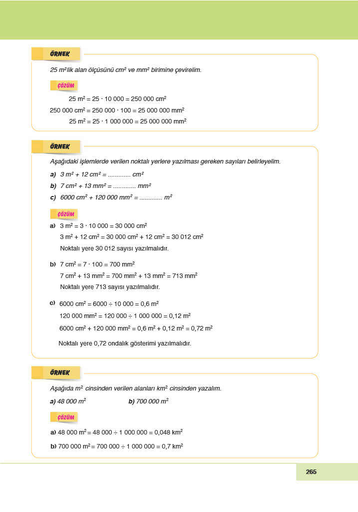6. Sınıf Doğa Yayıncılık Matematik Ders Kitabı Sayfa 265 Cevapları