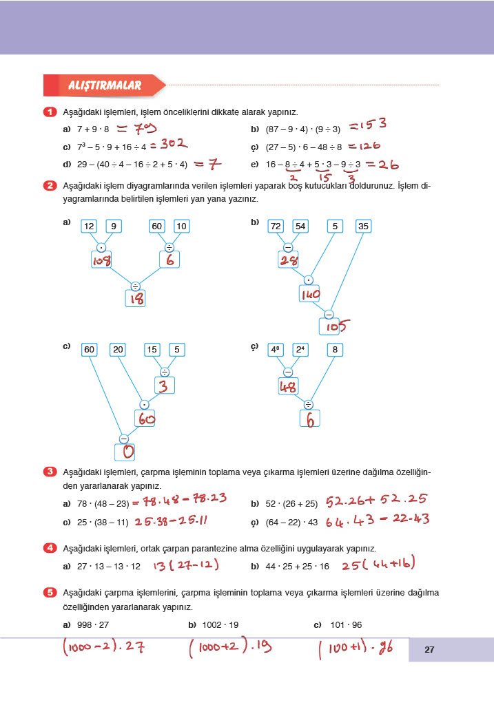 6. Sınıf Doğa Yayıncılık Matematik Ders Kitabı Sayfa 27 Cevapları