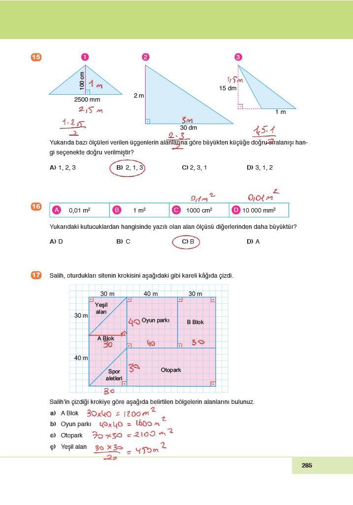6. Sınıf Doğa Yayıncılık Matematik Ders Kitabı Sayfa 285 Cevapları
