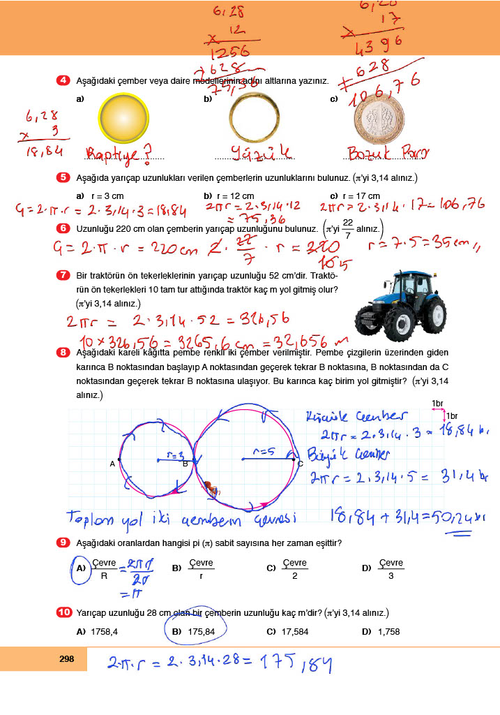 6. Sınıf Doğa Yayıncılık Matematik Ders Kitabı Sayfa 298 Cevapları