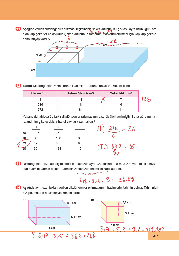 6. Sınıf Doğa Yayıncılık Matematik Ders Kitabı Sayfa 315 Cevapları