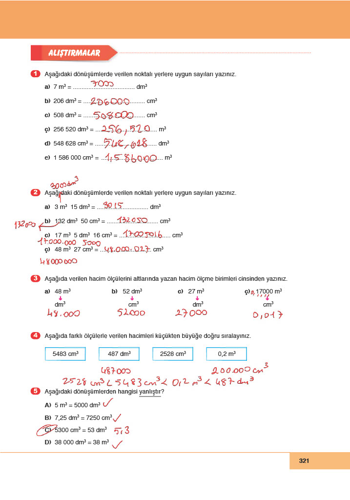 6. Sınıf Doğa Yayıncılık Matematik Ders Kitabı Sayfa 321 Cevapları 6. Sınıf Doğa Yayıncılık Matematik Ders Kitabı Sayfa 321 Cevapları