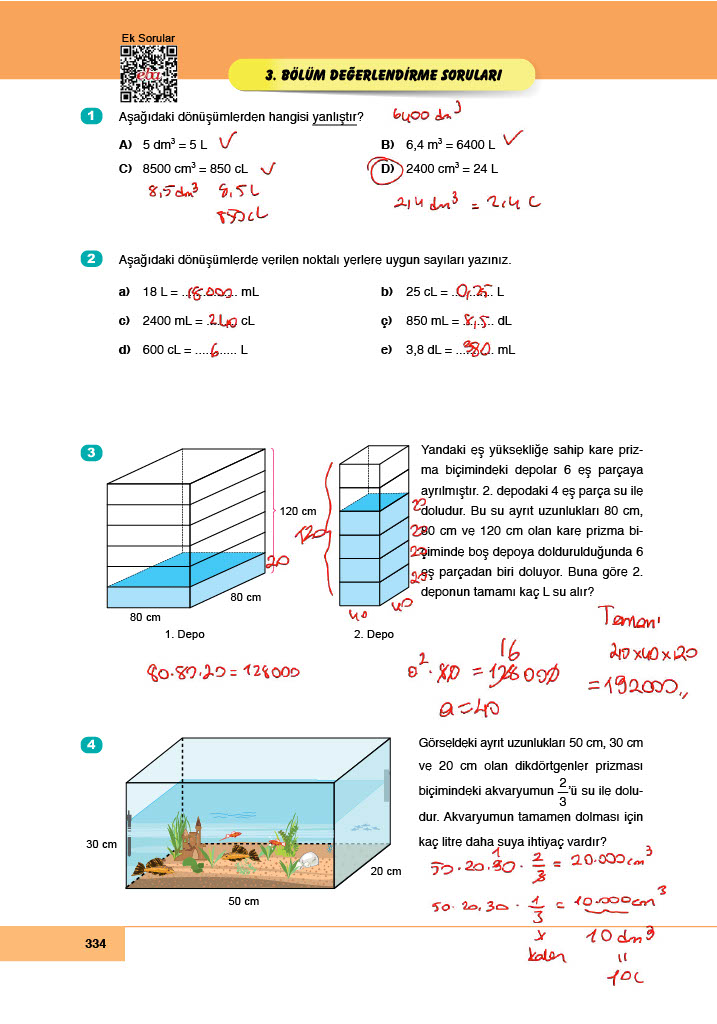 6. Sınıf Doğa Yayıncılık Matematik Ders Kitabı Sayfa 334 Cevapları