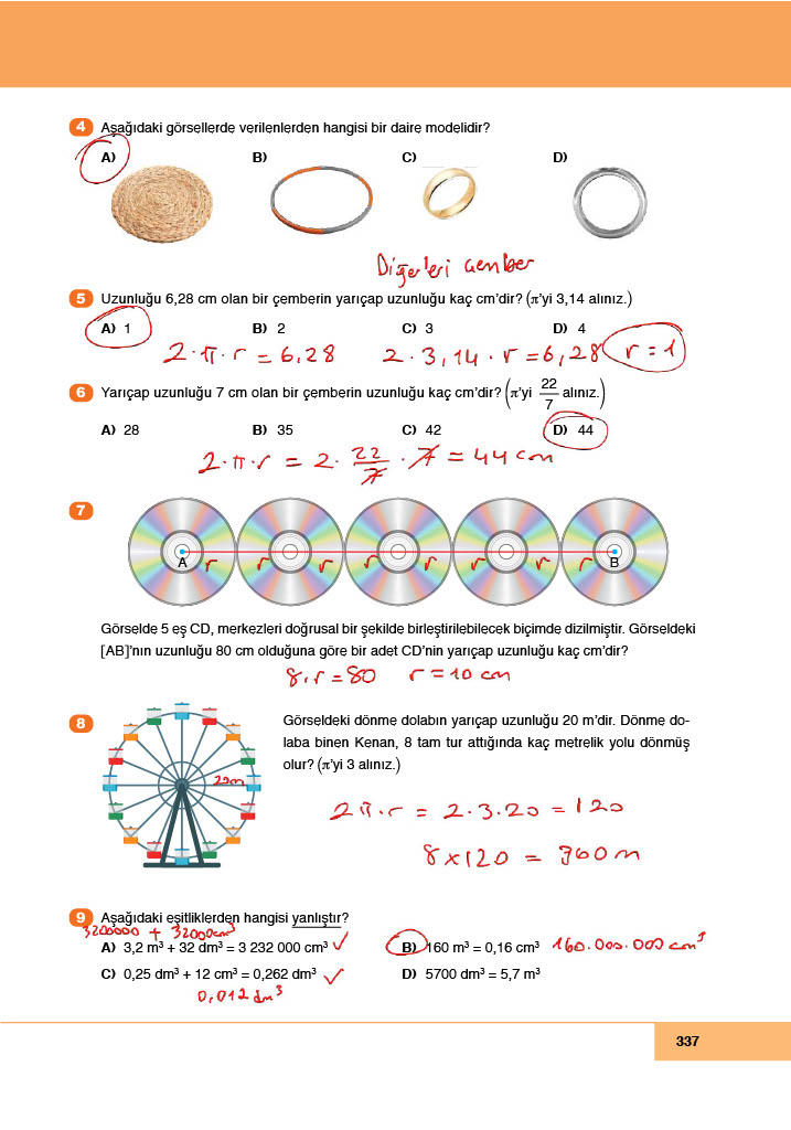 6. Sınıf Doğa Yayıncılık Matematik Ders Kitabı Sayfa 337 Cevapları