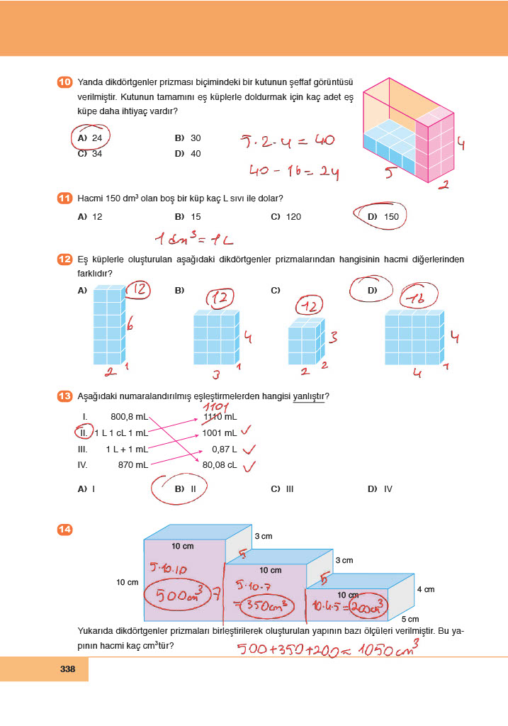 6. Sınıf Doğa Yayıncılık Matematik Ders Kitabı Sayfa 338 Cevapları