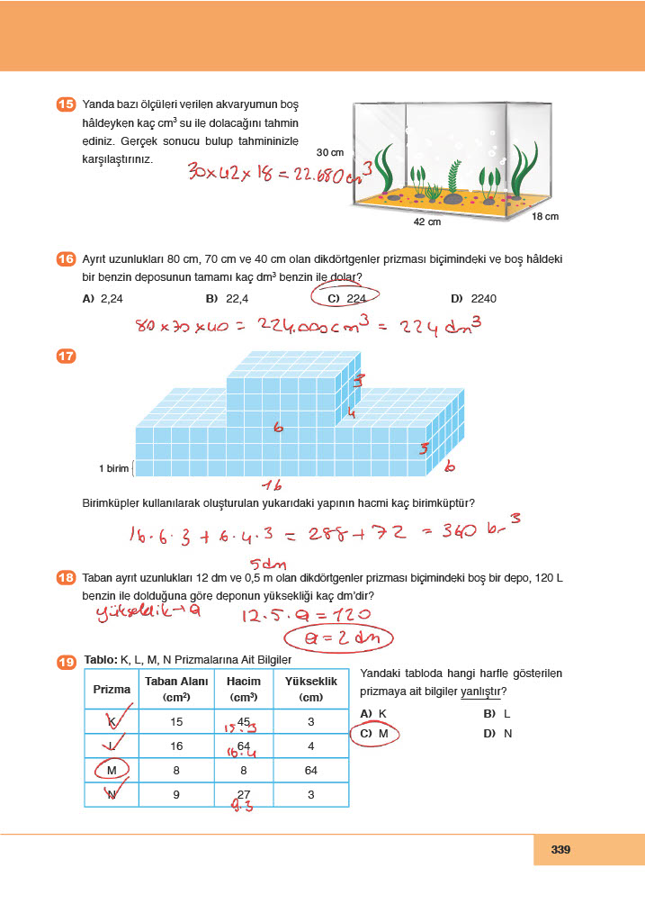 6. Sınıf Doğa Yayıncılık Matematik Ders Kitabı Sayfa 339 Cevapları