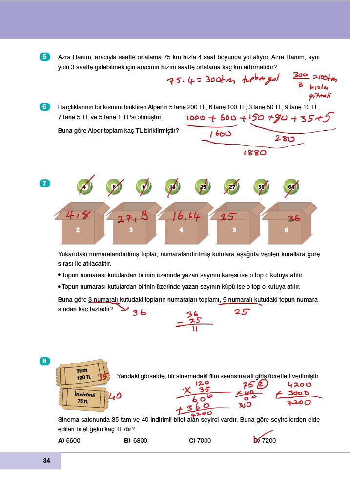 6. Sınıf Doğa Yayıncılık Matematik Ders Kitabı Sayfa 34 Cevapları