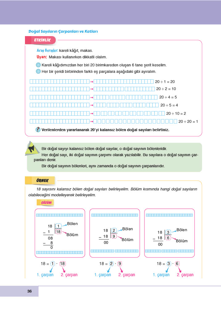 6. Sınıf Doğa Yayıncılık Matematik Ders Kitabı Sayfa 36 Cevapları