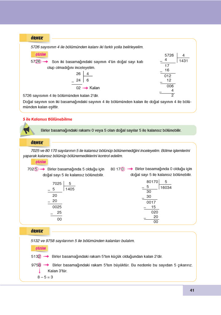 6. Sınıf Doğa Yayıncılık Matematik Ders Kitabı Sayfa 41 Cevapları