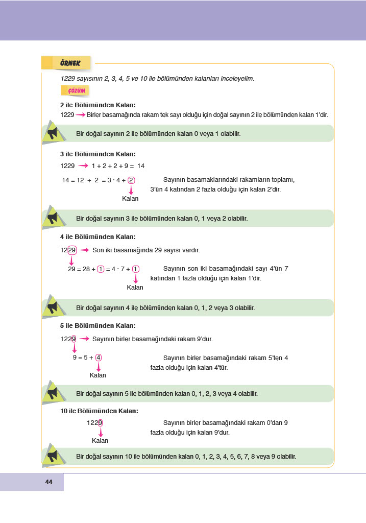 6. Sınıf Doğa Yayıncılık Matematik Ders Kitabı Sayfa 44 Cevapları