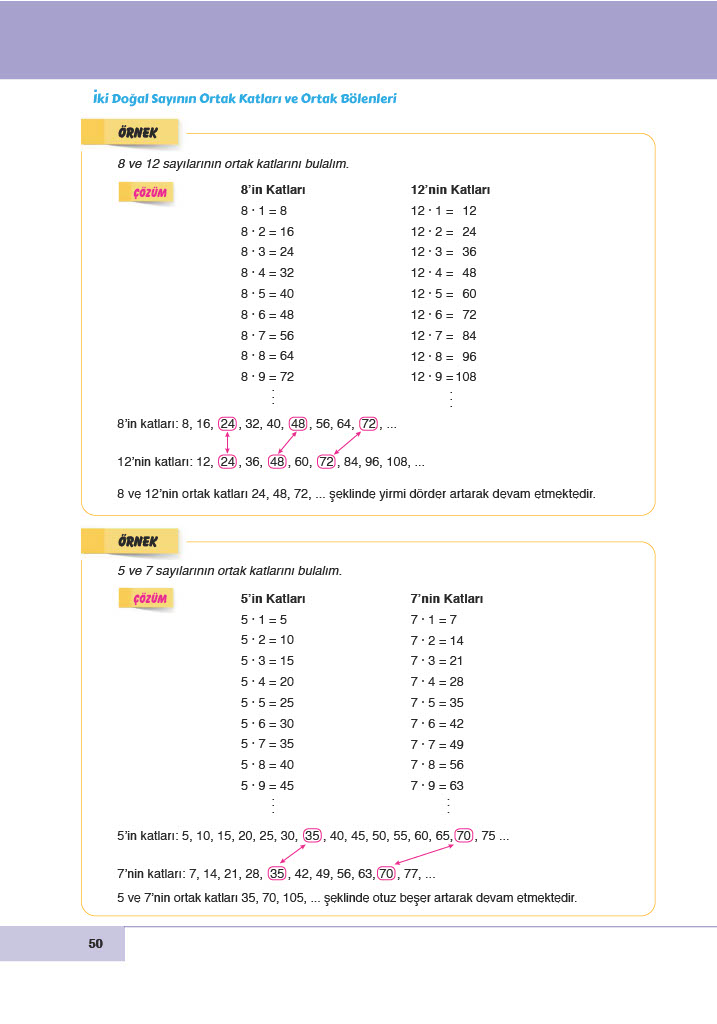6. Sınıf Doğa Yayıncılık Matematik Ders Kitabı Sayfa 50 Cevapları