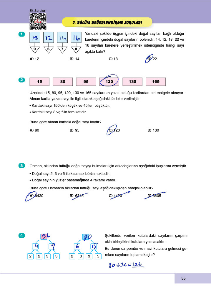 6. Sınıf Doğa Yayıncılık Matematik Ders Kitabı Sayfa 55 Cevapları