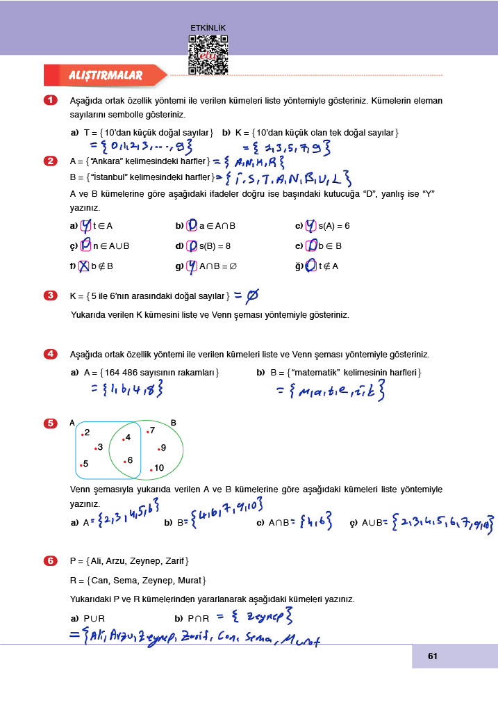 6. Sınıf Doğa Yayıncılık Matematik Ders Kitabı Sayfa 61 Cevapları