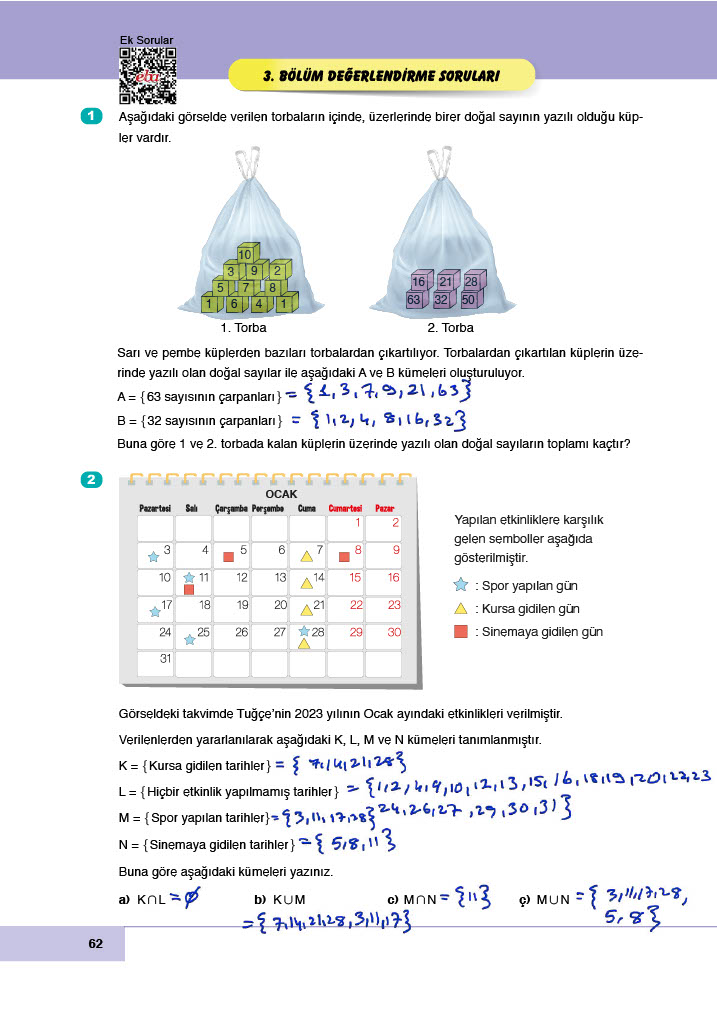 6. Sınıf Doğa Yayıncılık Matematik Ders Kitabı Sayfa 62 Cevapları