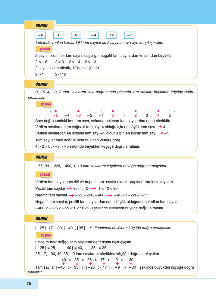 6. Sınıf Doğa Yayıncılık Matematik Ders Kitabı Sayfa 76 Cevapları