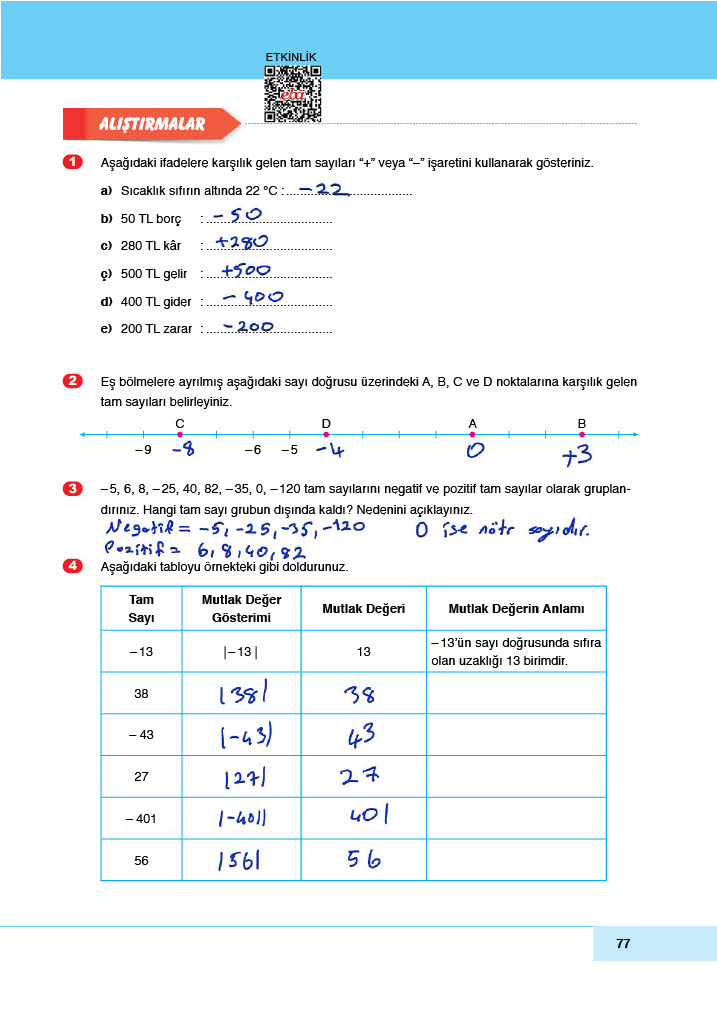6. Sınıf Doğa Yayıncılık Matematik Ders Kitabı Sayfa 77 Cevapları