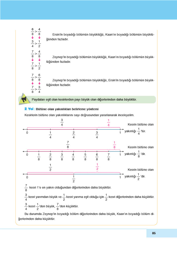 6. Sınıf Doğa Yayıncılık Matematik Ders Kitabı Sayfa 85 Cevapları