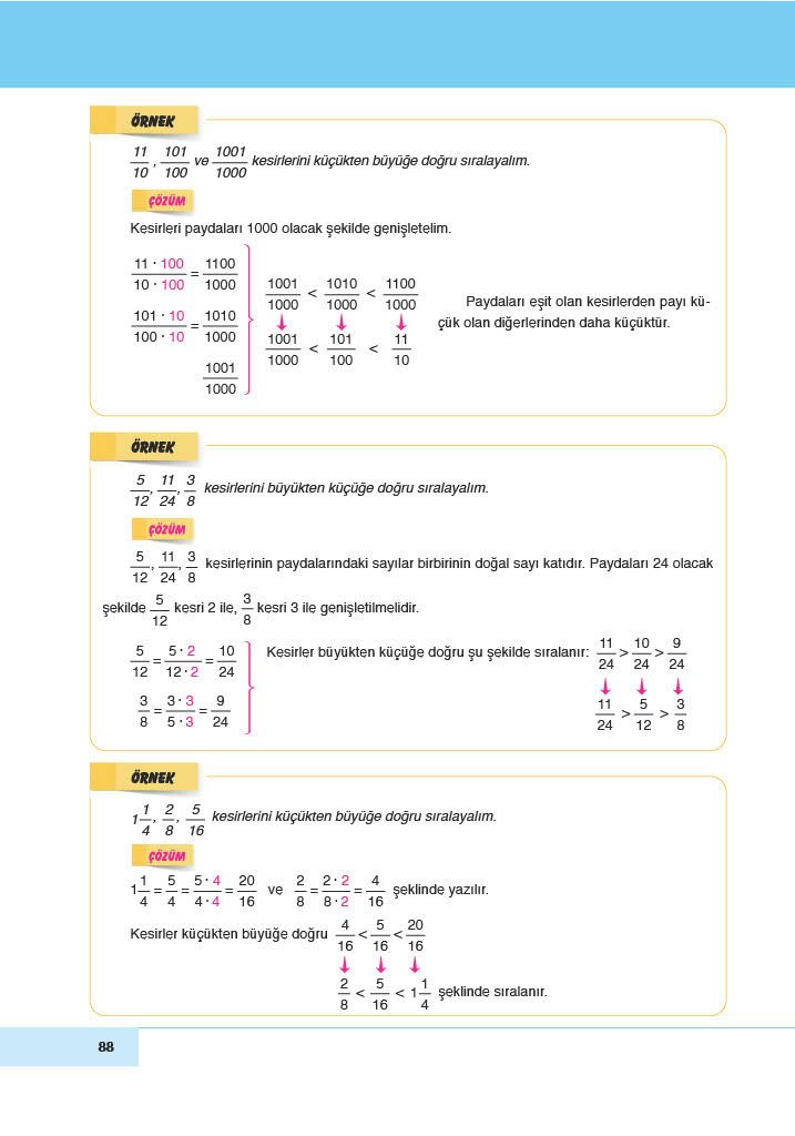 6. Sınıf Doğa Yayıncılık Matematik Ders Kitabı Sayfa 88 Cevapları