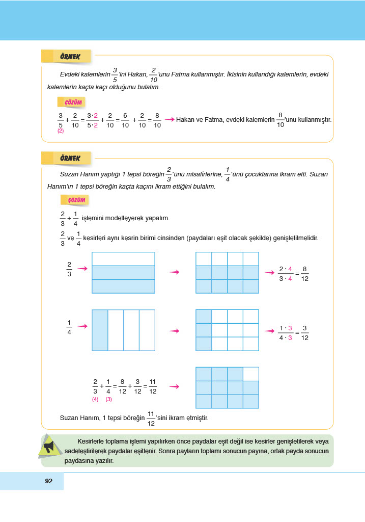6. Sınıf Doğa Yayıncılık Matematik Ders Kitabı Sayfa 92 Cevapları