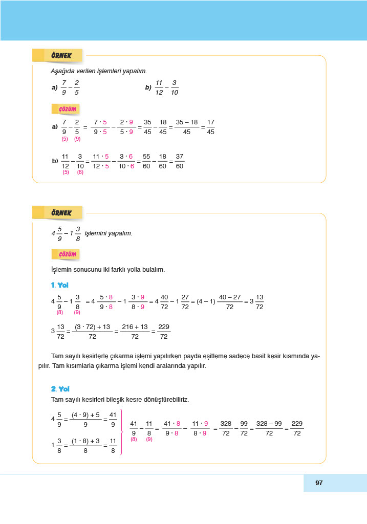 6. Sınıf Doğa Yayıncılık Matematik Ders Kitabı Sayfa 97 Cevapları