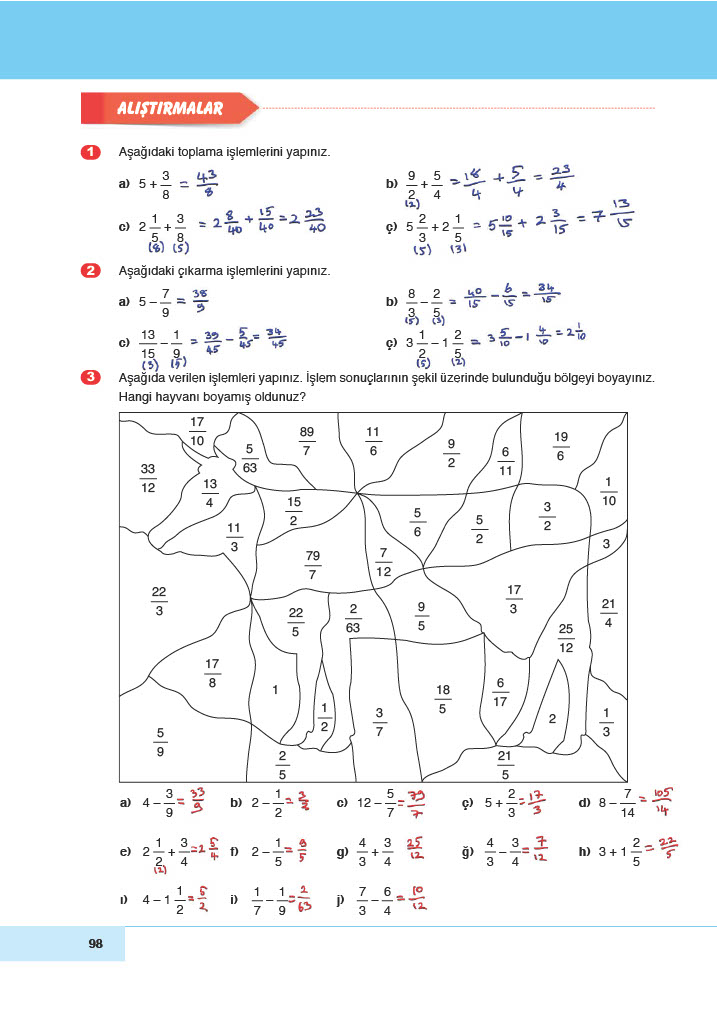6. Sınıf Doğa Yayıncılık Matematik Ders Kitabı Sayfa 98 Cevapları