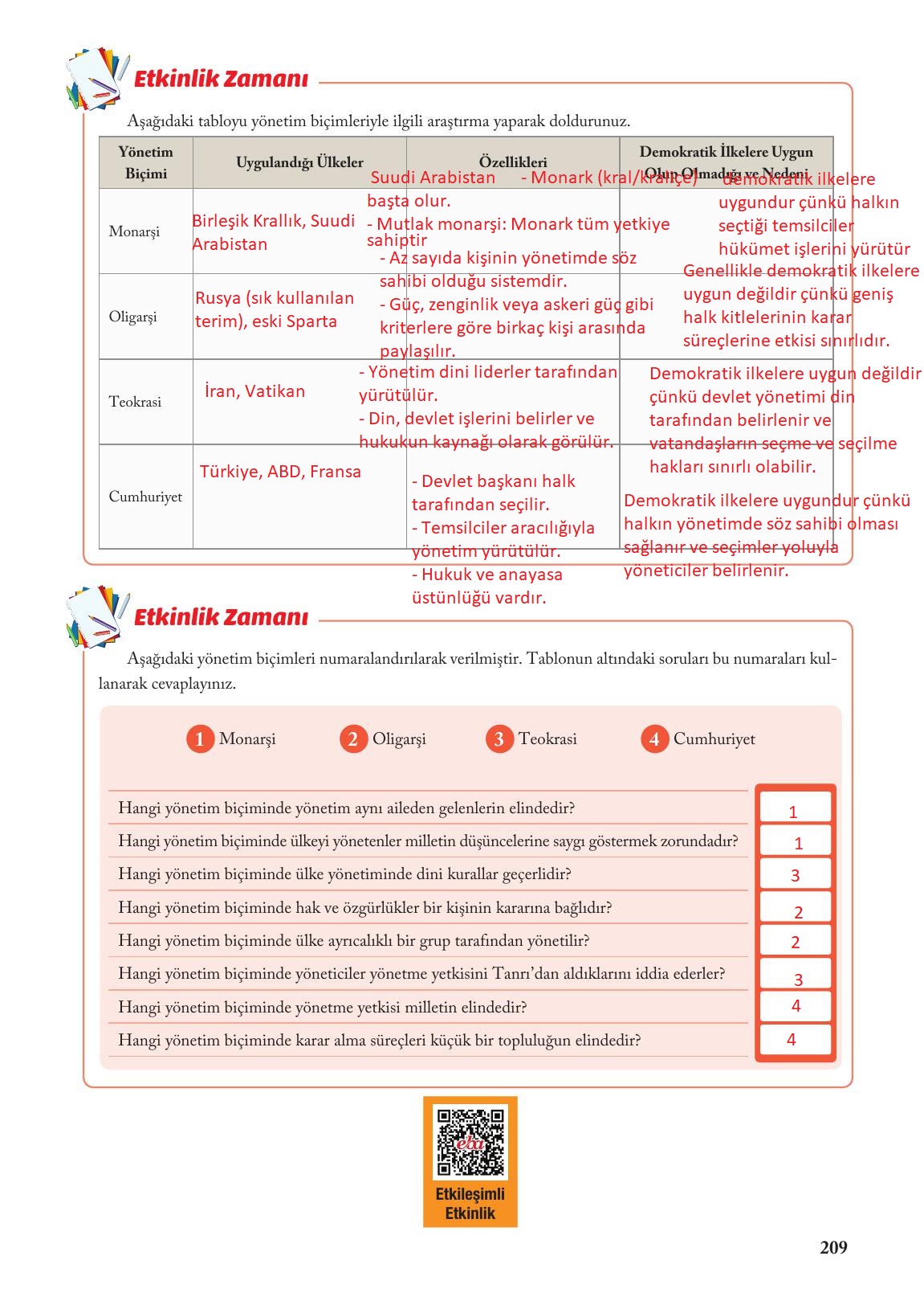 6. Sınıf Evos Yayınları Sosyal Bilgiler Ders Kitabı Sayfa 209 Cevapları