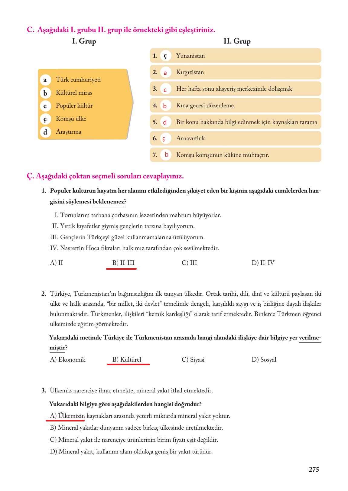 6. Sınıf Evos Yayınları Sosyal Bilgiler Ders Kitabı Sayfa 275 Cevapları